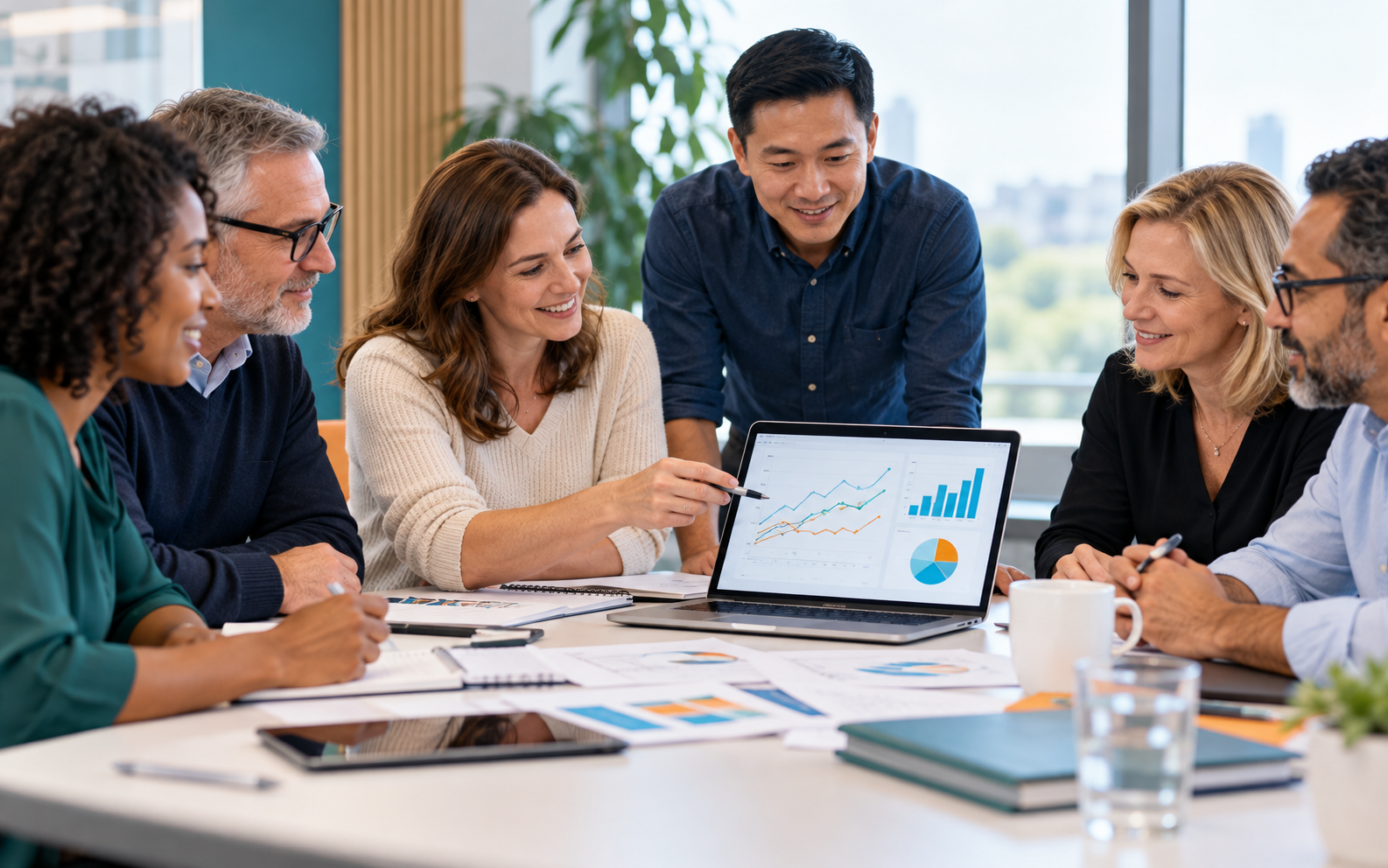Research team reviewing patient-reported outcome data